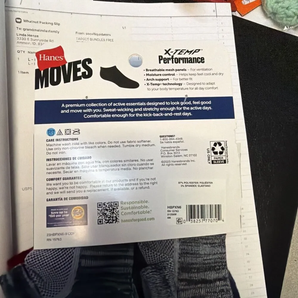 Hanes Moves Youth Boys' X-Temp Performance 6-Pack No Show Socks Size 3-9